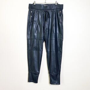 Raffaello Rossi Vegan Faux Leather Candy Pants 40 US 10 Black Jogger Track